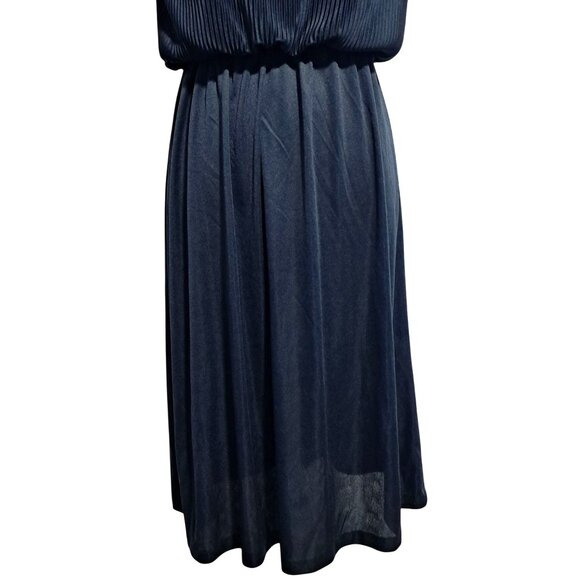 Vintage Disco 70s Black Pleated Sleeveless Cocktail Dress With Elastic Waist & S - Picture 5 of 10